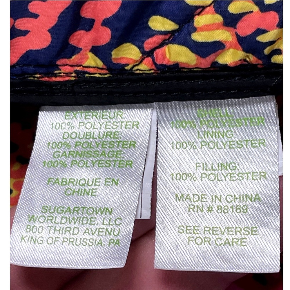 Lilly Pulitzer XXS Quilted Jacket Black Gold Button Colorful Lining Cuff Design - Picture 4 of 16